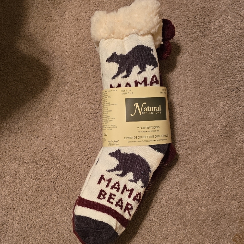 Natural Reflections Cream and Brown Mama Bear Socks